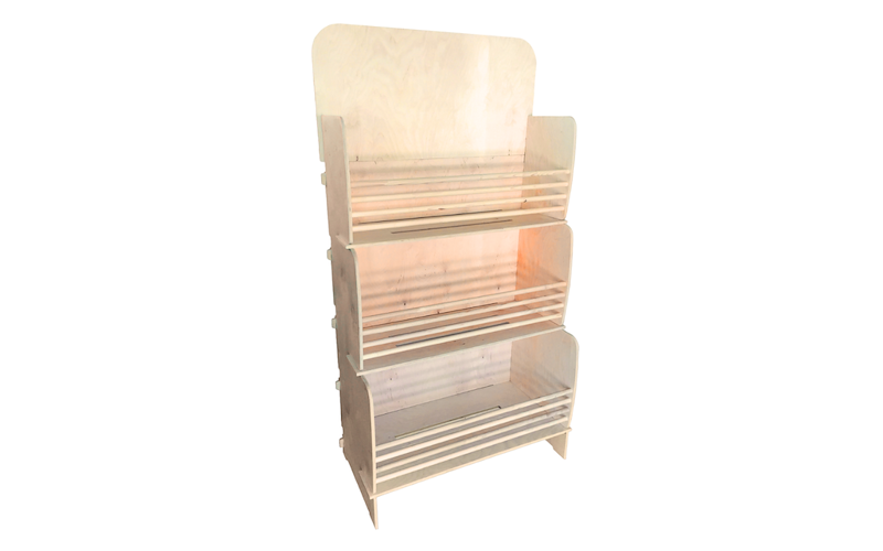 Espositore di Legno 3 Piani con Tondini