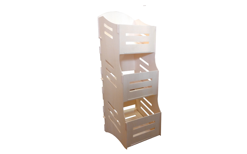 Espositore in Legno 3 Piani con Sponde alte