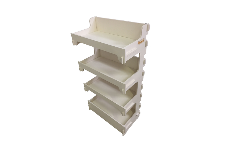 Espositore in Legno 4 Piani con Spondine